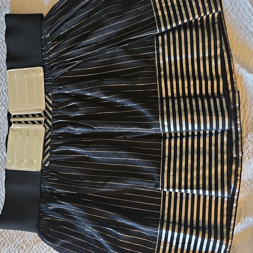 Candie's Black and White Striped Mini Skirt